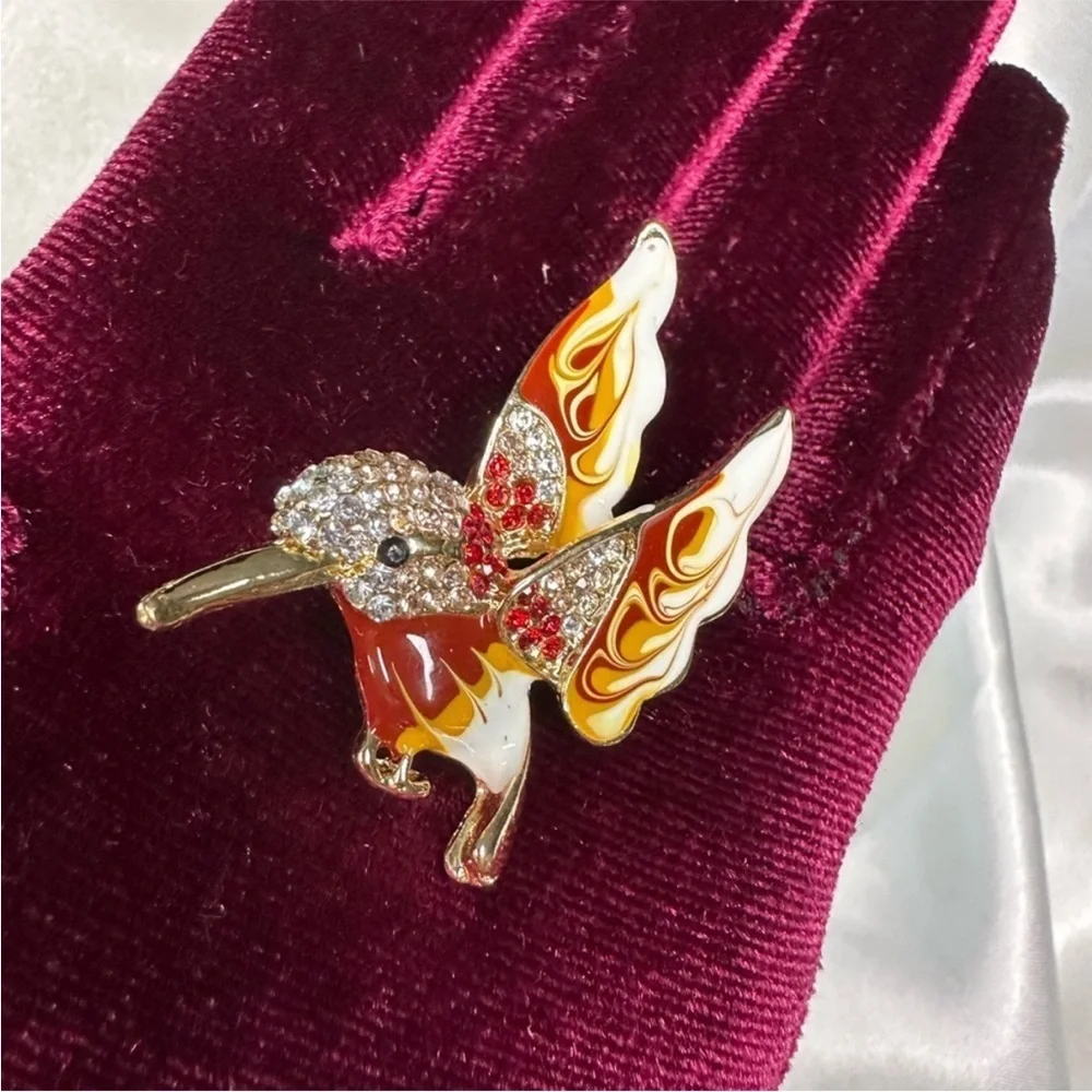 Anthropologie Multicolor Hummingbird Brooch